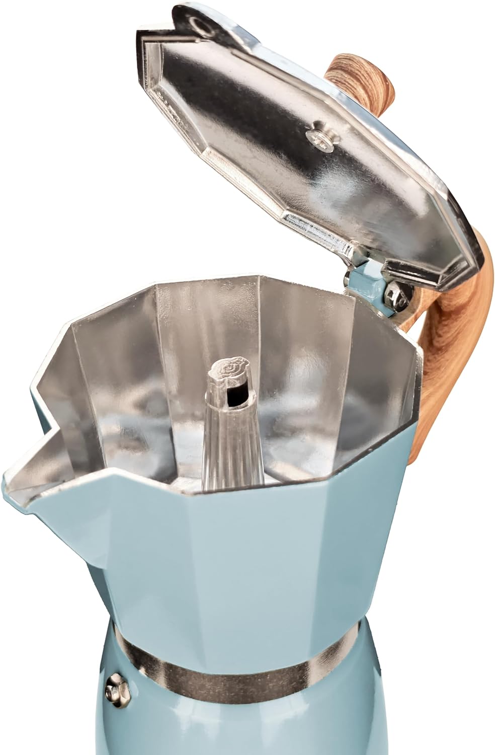 AGOGO Milano Moka pot, Stovetop Espresso maker, Greca Coffee Maker, Stovetop coffee maker and espresso maker percolator With Paper Filter 6 Cup Lake Blue