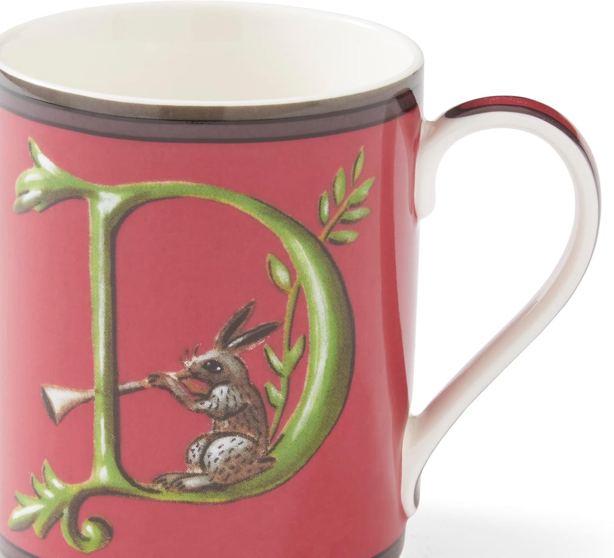 Spode Kit Kemp Alphabet Mug - Letter D Monogram in Fine China, 12oz Ceramic Coffee Cup for Hot Drinks, Personalized Drinkware for Unique Gifts, Dishwasher Safe Tea or Coffee Mug - Gift Box Included