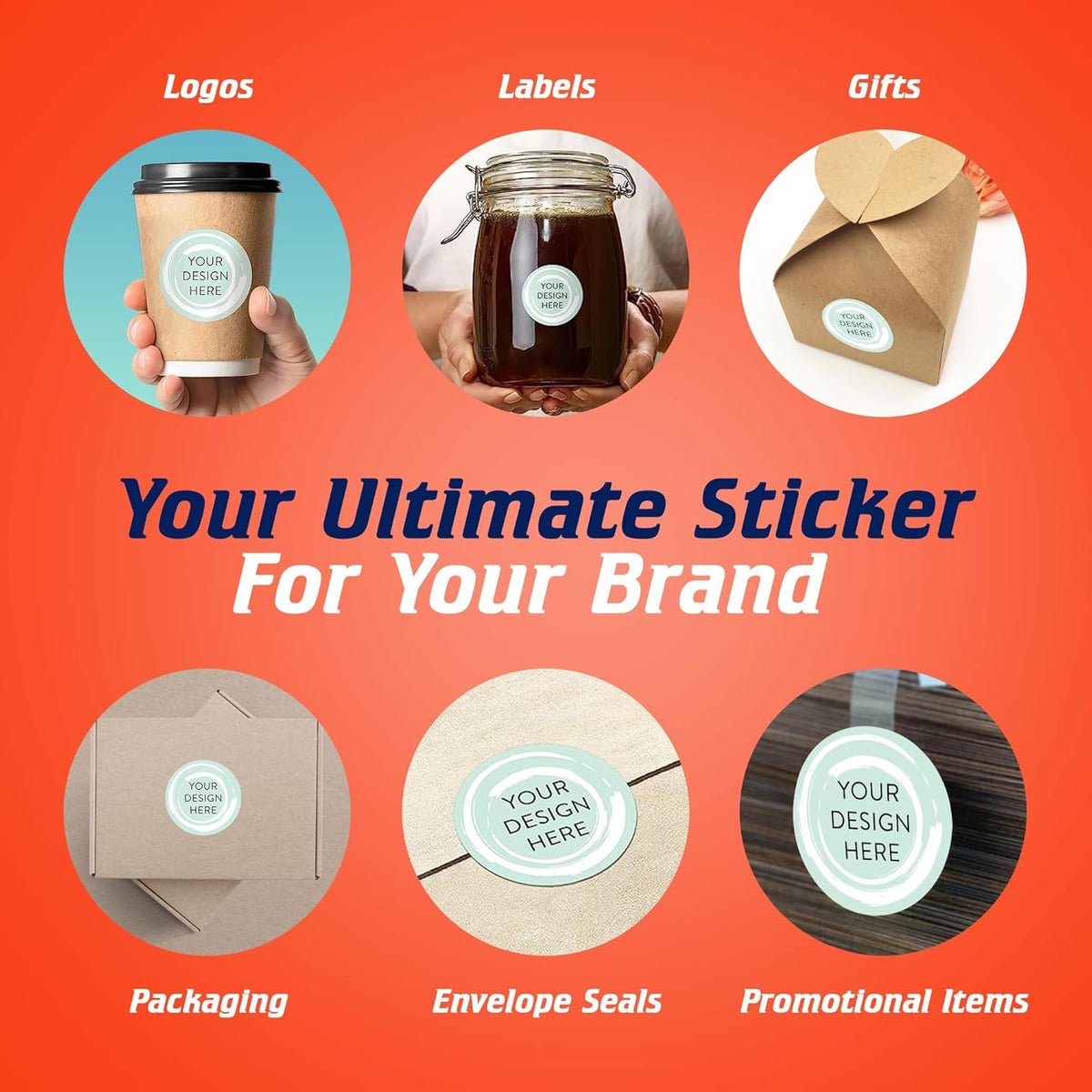 100 Custom Vinyl Stickers - Upload Your own Image, Text, Design, Logo - Personalized Logo Labels for Handmade, Packaging, Bottle, Jars, Candle, Brand Stickers (Mint, 1.5x1.5)