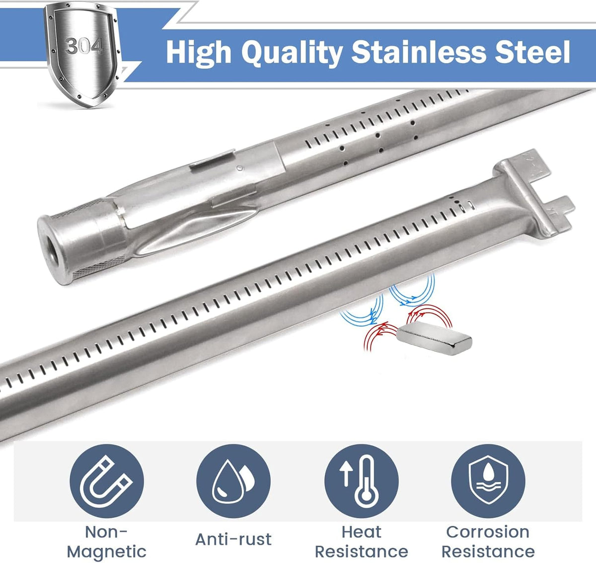 Criditpid Grill Replacement Parts for Weber Spirit I/II 200 with Front Control, Stainless Steel 7635 Flavorizer Bars, 69785 Grill Burners & 7642 Igniter for Weber Spirit E210, E220, S210, S220 Grills.