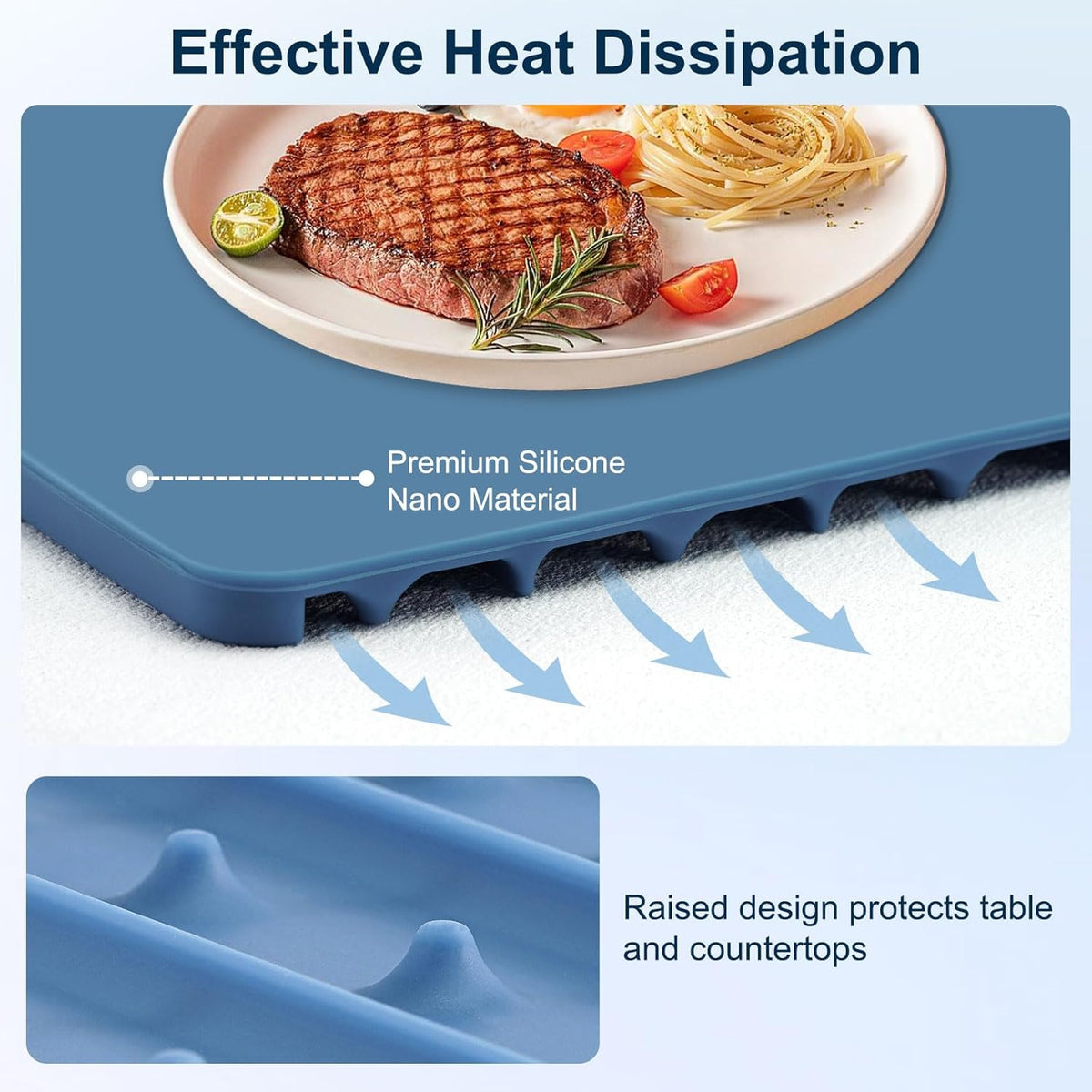 Warming Mat for Food, Full Surface Heating Electric Warming Tray for Food, 3-Temperature Settings Portable Food Warming Mat, Auto Shut-Off Rollable Warming Trays for Buffets Party, Gatherings Blue