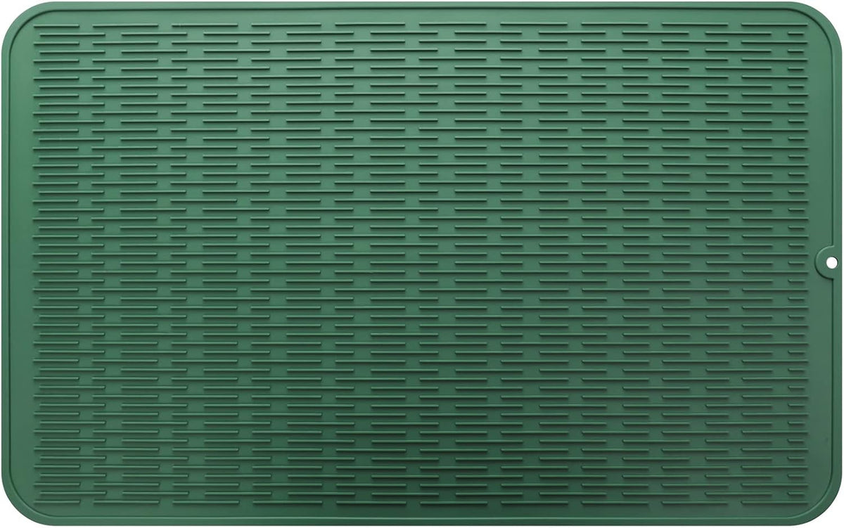 Silicone Dish Drying Mat for Multiple Usage,Easy clean,Eco-friendly,Heat-resistant Silicone Mat for Kitchen Counter or Sink,Refrigerator or Drawer Liner Green 3XL 28 inches x 18 inches