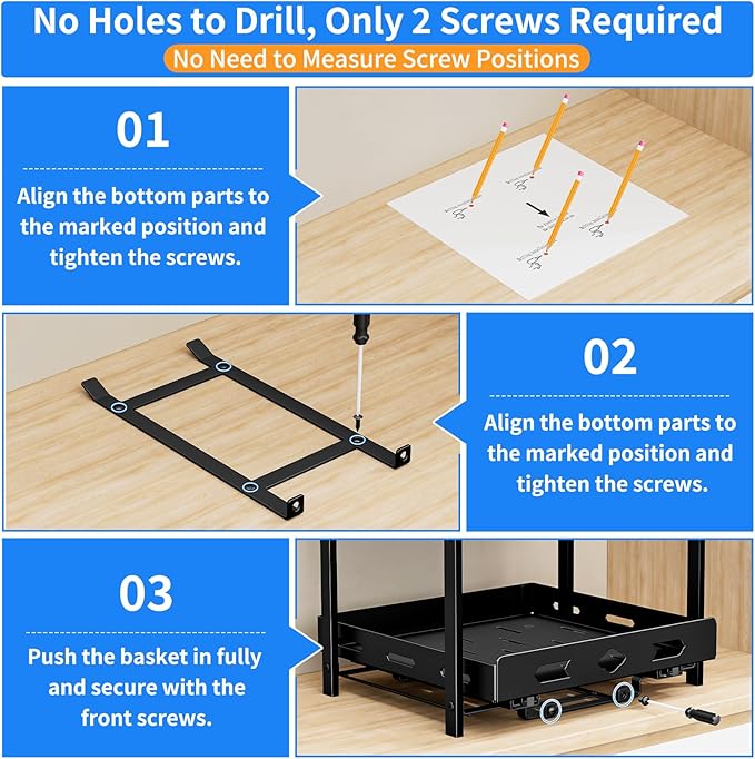 Pull Out Spice Rack Organizer for Cabinet, 2 Tier Cabinet Spice Rack Organizer, Height Adjustable Vertical Spice Rack for Kitchen Cabinet (11.9''Wx10.8''Dx9.2''H, Metal Black)