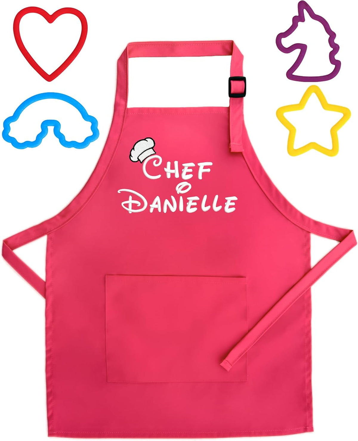 Personalized Kids Apron and Cookie Cutter Bundle | Includes: Custom Chef Apron for Kids | 4 Cookie Cutters