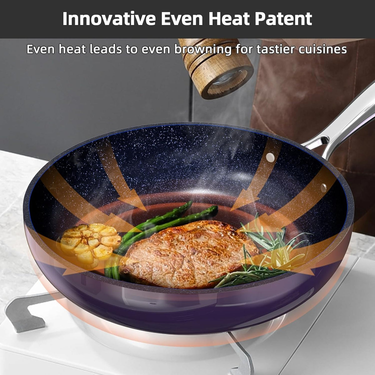 Nuwave Lux 13pc Forged Lightweight Cookware Set PFAS Free, Healthy G10 Duralon Ceramic Coating, Ultra Non-Stick, Stay-Cool Handles, Works on All Cooktops & Induction Ready