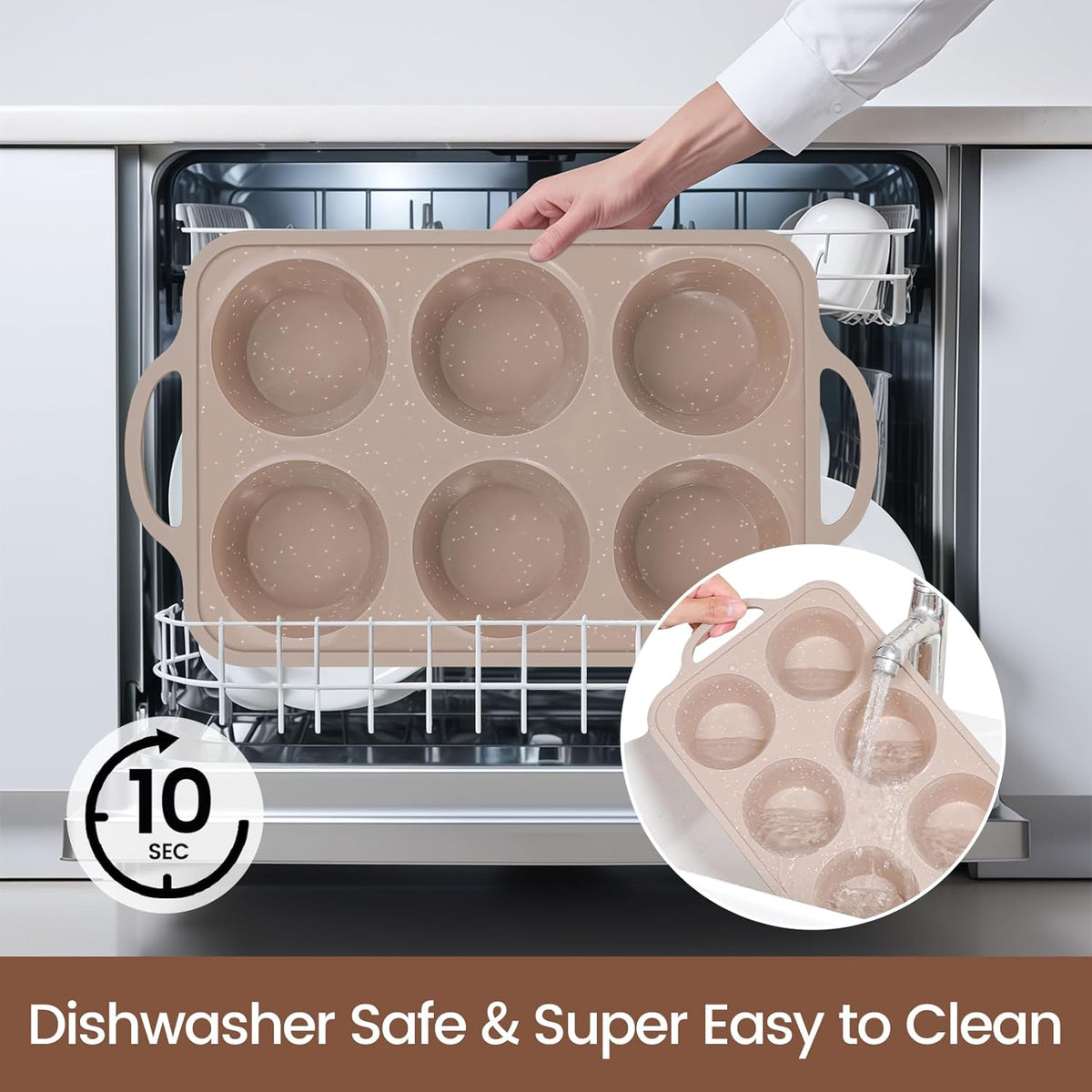 Vinino 2Pack Jumbo Silicone Muffin Pans for Baking with Metal Reinforced Frame, 6 Cups Large Size Nonstick Silicone Cupcake Pan, BPA Free Oven Dishwasher Safe Baking Mold for Muffins Cupcakes