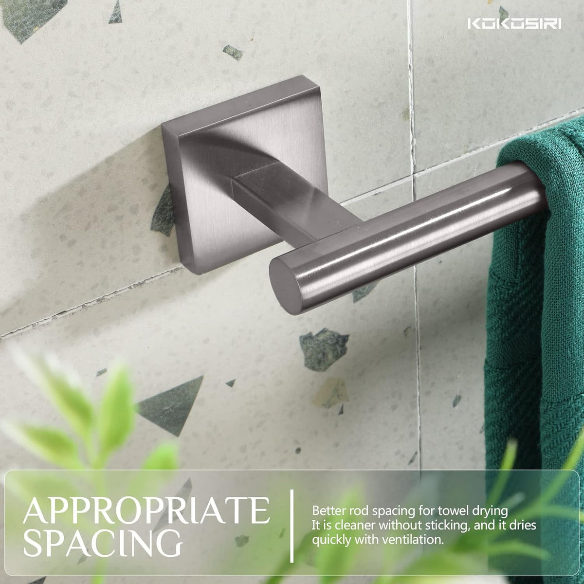 KOKOSIRI Towel Holder 12 Inch Bathroom Hand Towel Bar for Bath Kitchen Toilet Brushed Nickel Stainless Steel B4005BR-L12