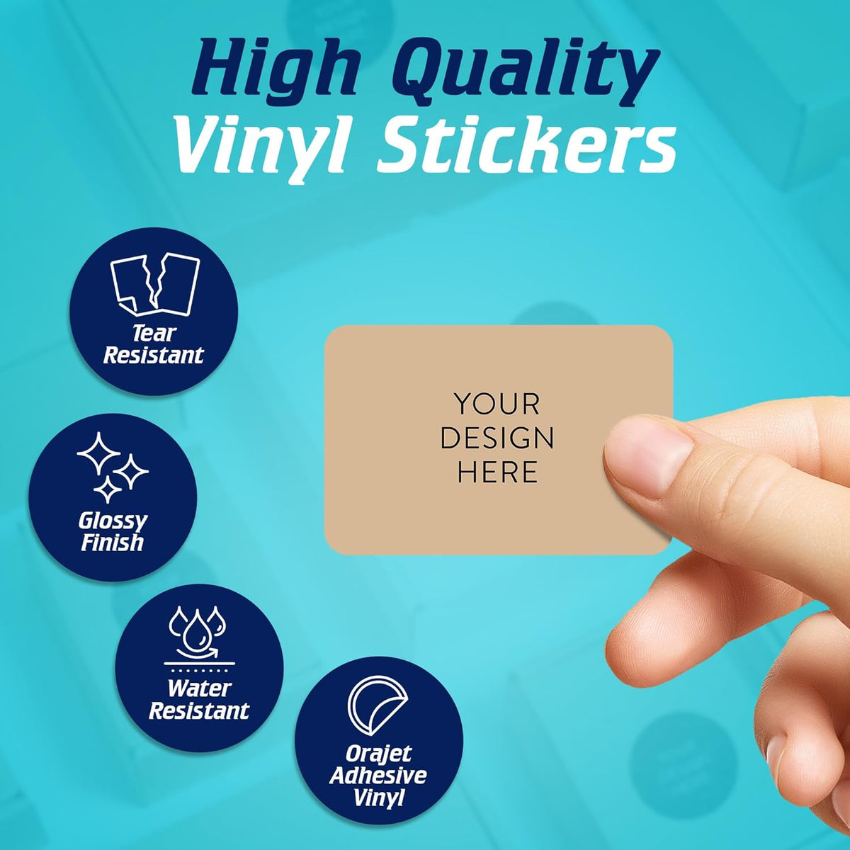 100 Custom Vinyl Stickers - Upload Your own Image, Text, Design, Logo - Personalized Logo Labels for Handmade, Packaging, Bottle, Jars, Candle, Brand Stickers (Brown, 3x2)