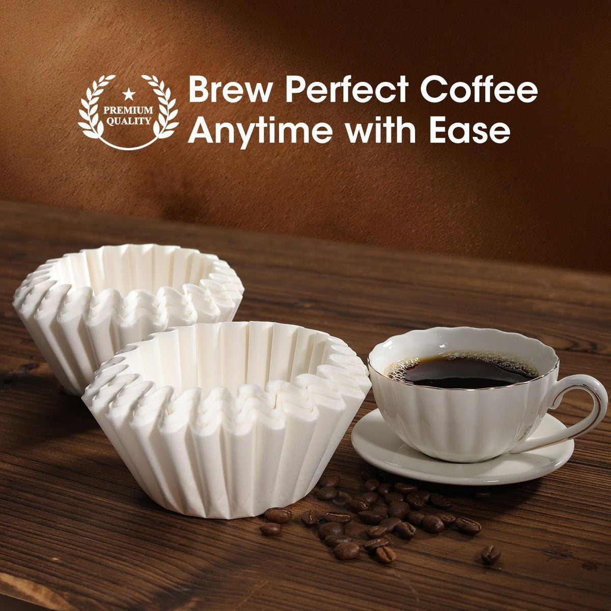 Basket Coffee Filters 8-12 Cup, 200 Count Flat Bottom Paper Filters for Drip Coffee Makers, Compatible with Mr. Coffee, BLACK+DECKER, Cuisinart, White