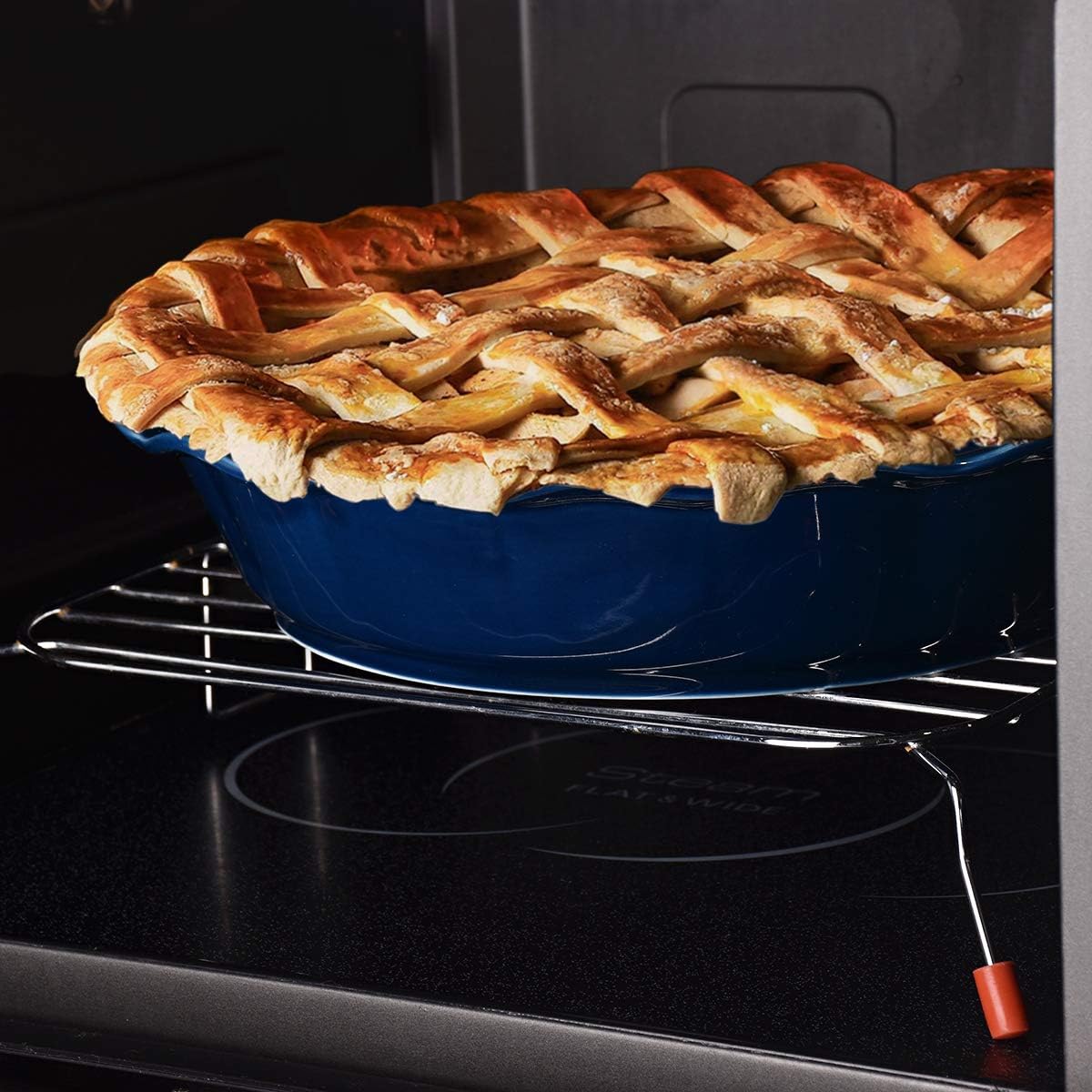 Bosmarlin Ceramic Pie Pan, 9 Inches Pie Dish, 50 oz, Pie Plate for Baking, Microwave, Oven Safe and Dishwasher safe (Deep Blue, 9 inches)