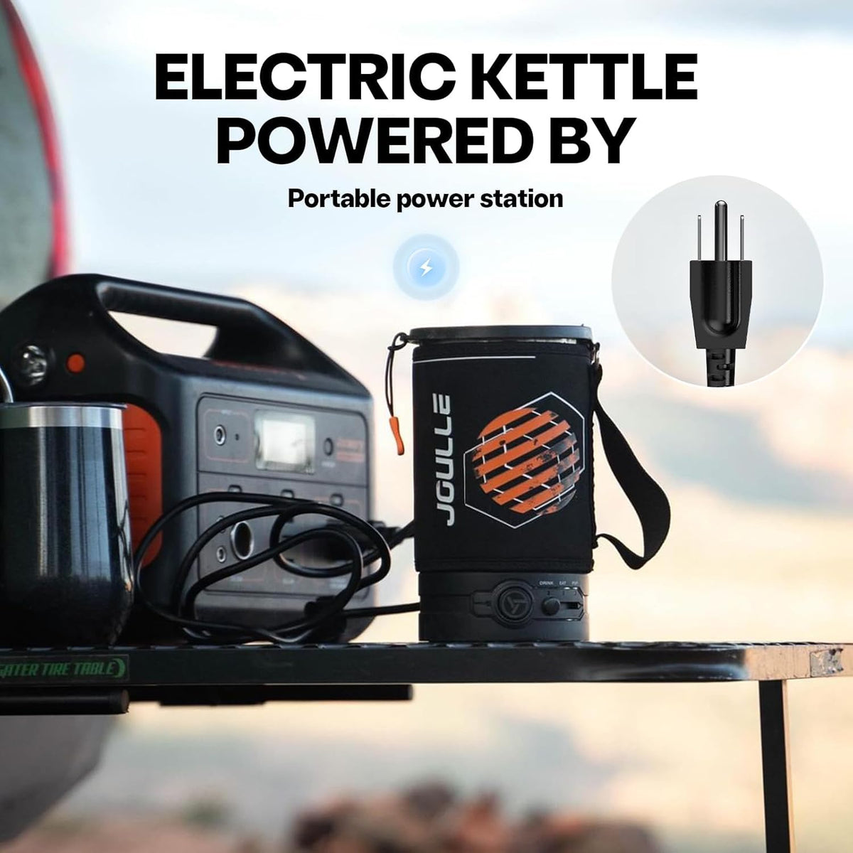 Joulle Kettle Pot, 500 W Electric Camping Stove, 3 Mode Portable Tea Kettle, Small Travel Water Boiler, Versatile Outdoor Cooking Gear for Car Camping, Vanlife, Overland, Ev Tripe