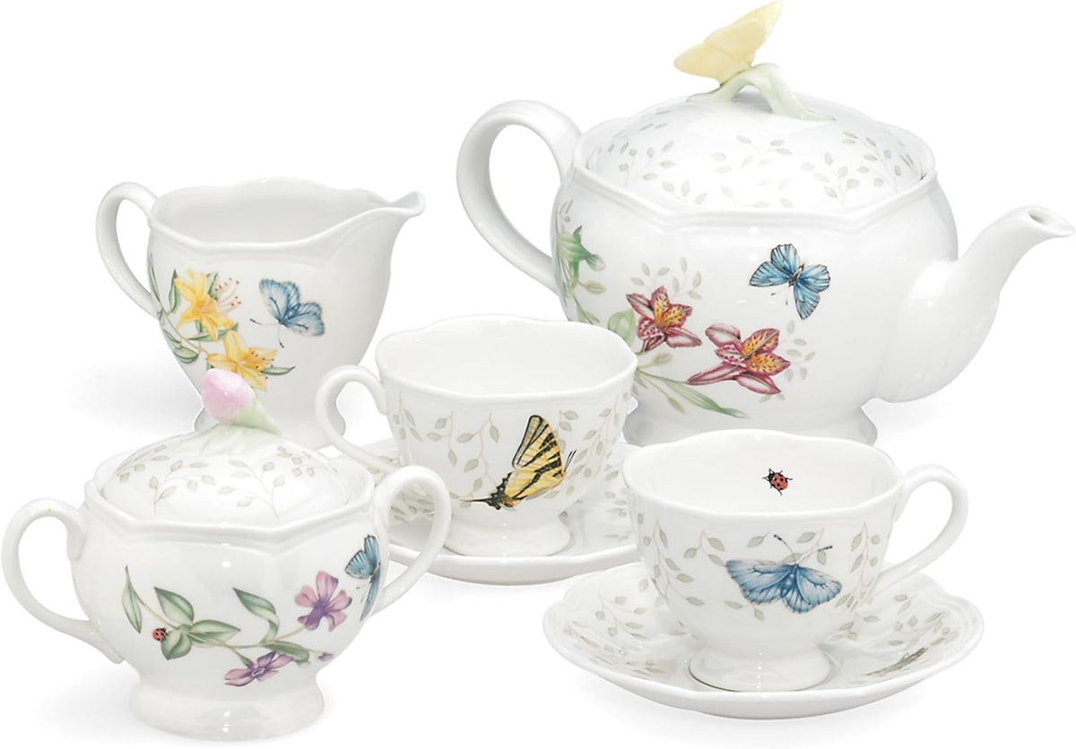 Lenox Butterfly Meadow 8-Piece Tea Set, Service for 2, White