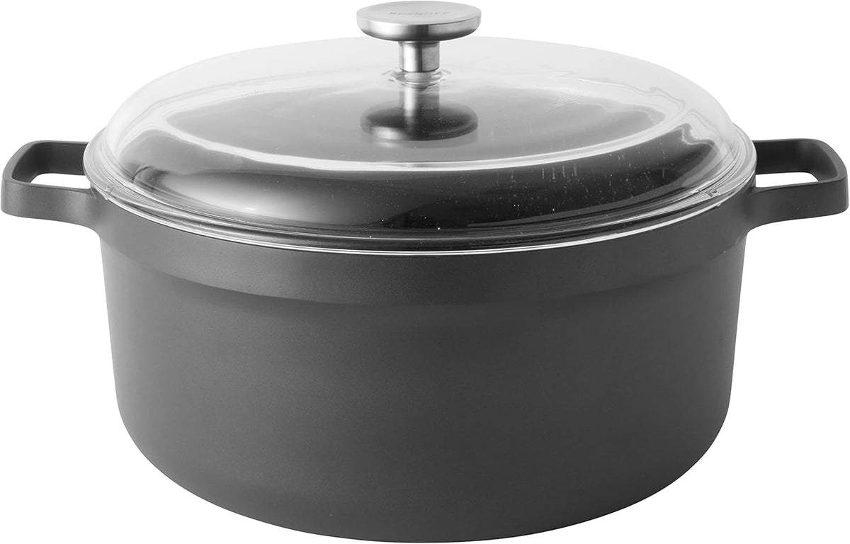 BergHOFF GEM Non-stick 11" Stockpot 7.7qt., Sturdy 2-Handle, Glass Lid, Ferno-Green, Non-Toxic PFOA-Free Coating, Ovensafe