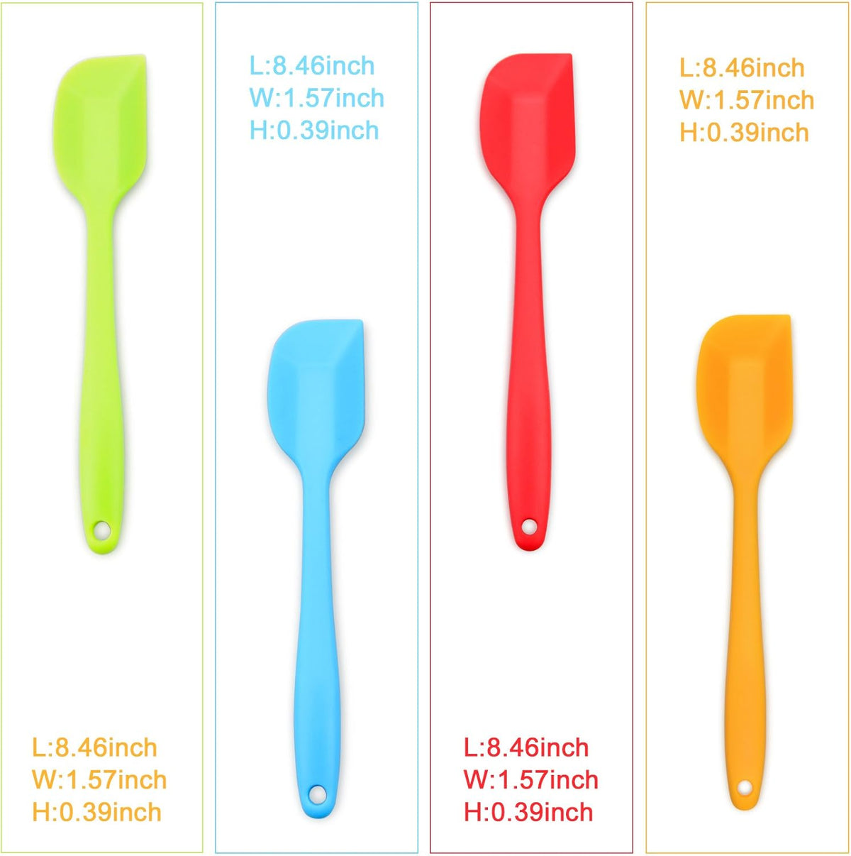 4-Piece Silicone Spatula, Heat-Resistant Non-stick Rubber Spatulas with Stainless Steel Core