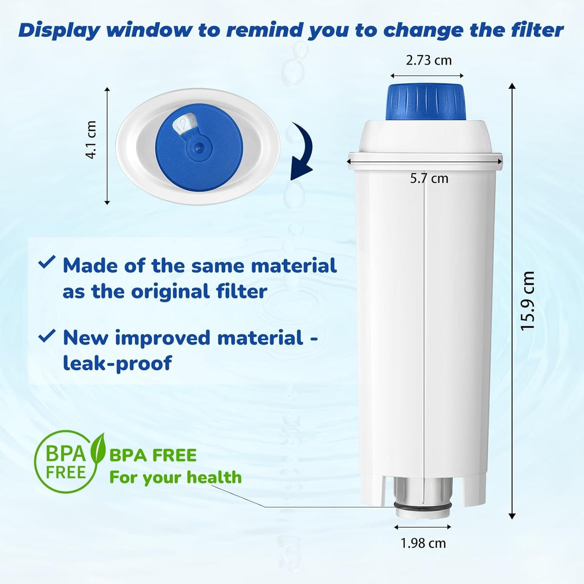 Coffee Machine Fitler, Delonghi Filter Replacement for DeLonghi DLSC002, Delonghi Magnifica Evo, Dinamica Plus, ESAM, ETAM, BCO, EC. Activated Carbon Water Filter Cartridges Softener (12 Pcs)