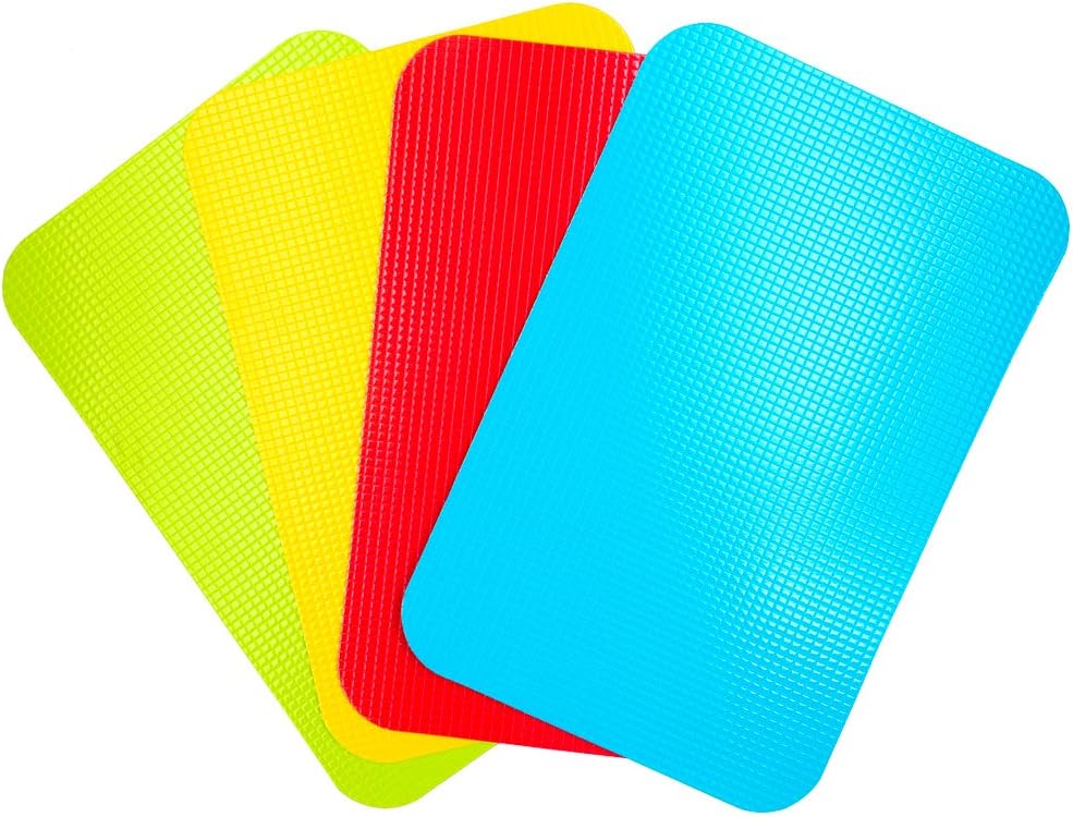 Small Flexible Plastic Cutting Board Mats, Cutting Boards Mats With Food Icons, Gripped Back and Dishwasher Safe, Set of 4 (7.5x11.4inch)