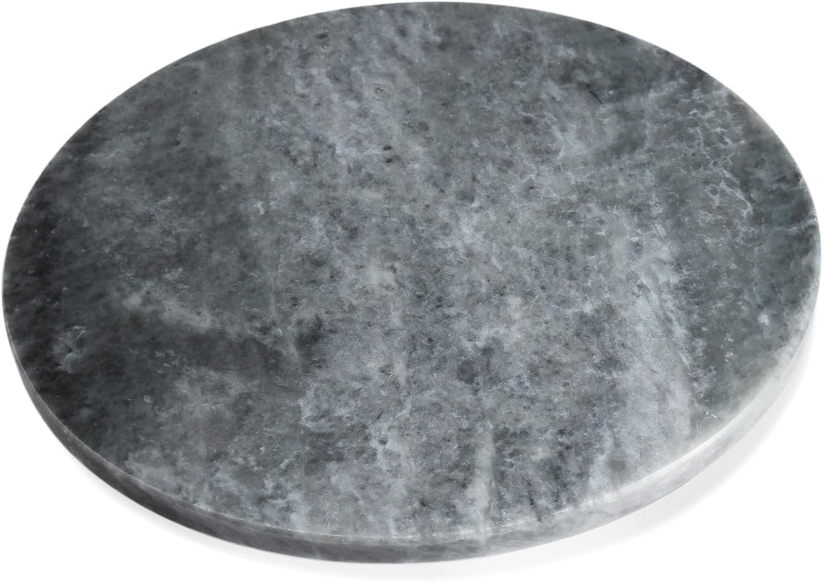 Koville African Natural Marble Cutting Board for Kitchen, 11inch Round Hand Crafted Marble Slab for Cheese, Charcuterie, Pastry Board - Wedding Gift, House Warming Gift(Rhino Grey)