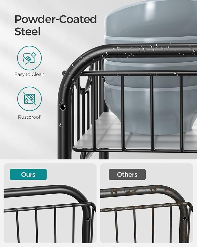 SONGMICS 4-Tier Pull Out Cabinet Organizers, Under Sink Organizer, Bathroom Organizer and Storage, Sliding Basket Drawers, Stackable for Kitchen, Bathroom, Ink Black UKCS017B02