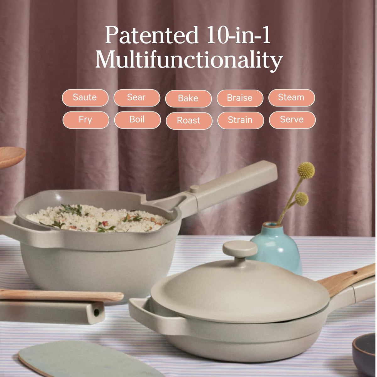 Our Place Mini Always Pan 2.0-8.5” (1.2 Qt) Nonstick, Toxin-Free Ceramic Cookware | Patented 10-in-1 Aluminum Frying & Sauté Pan | Safe for Oven, Induction & All Cooktops up to 450°F | Char
