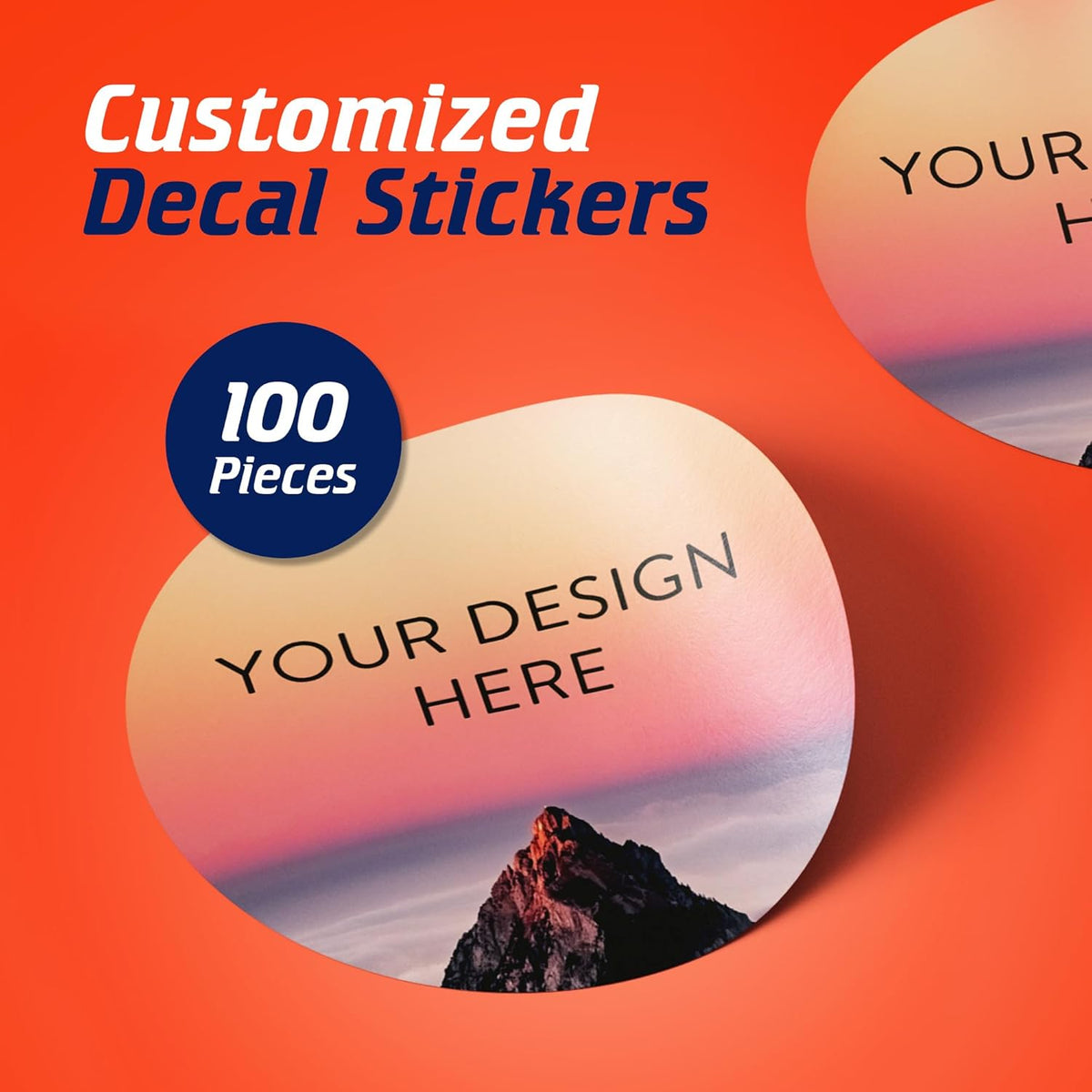 100 Custom Vinyl Stickers - Upload Your own Image, Text, Design, Logo - Personalized Logo Labels for Handmade, Packaging, Bottle, Jars, Candle, Brand Stickers (Mountain, 1x1)