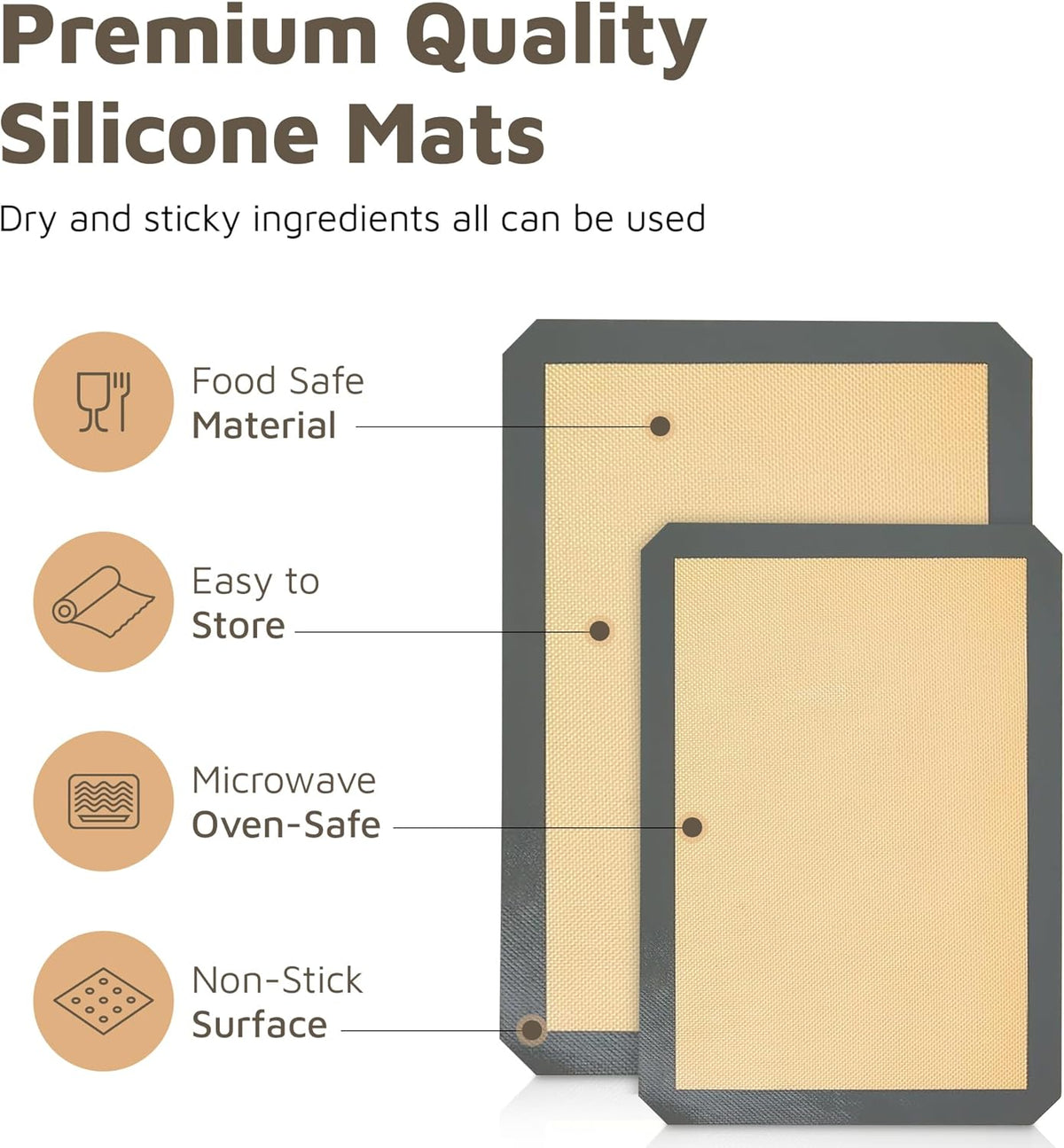 4 Pack Silicone Baking Mat Nonstick 2 Half and 2 Quarter Size - 1/4 Silicone Cookie Sheets for Baking Macaron Cookie Set of 2-2 Pack Thick Heavy Duty Reusable Mats Half Sheet for Kitchen Counter
