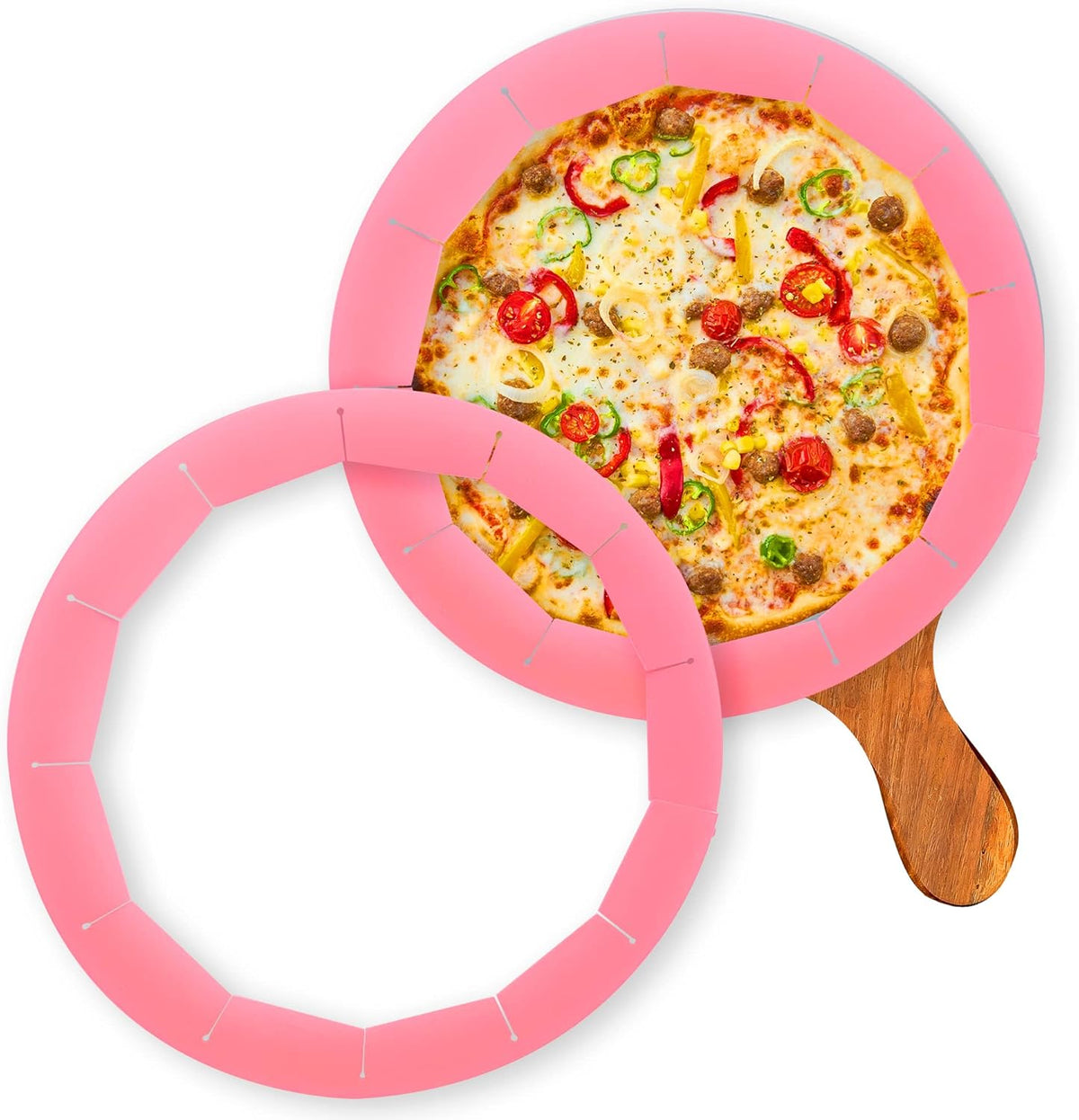 2 Pack Adjustable Silicone Pie Crust Shield - BPA-free Pie Crust Protector Cover Kitchen Tool - Fit 8-10.7 Inch Pies - Dishwasher Safe (Pink)