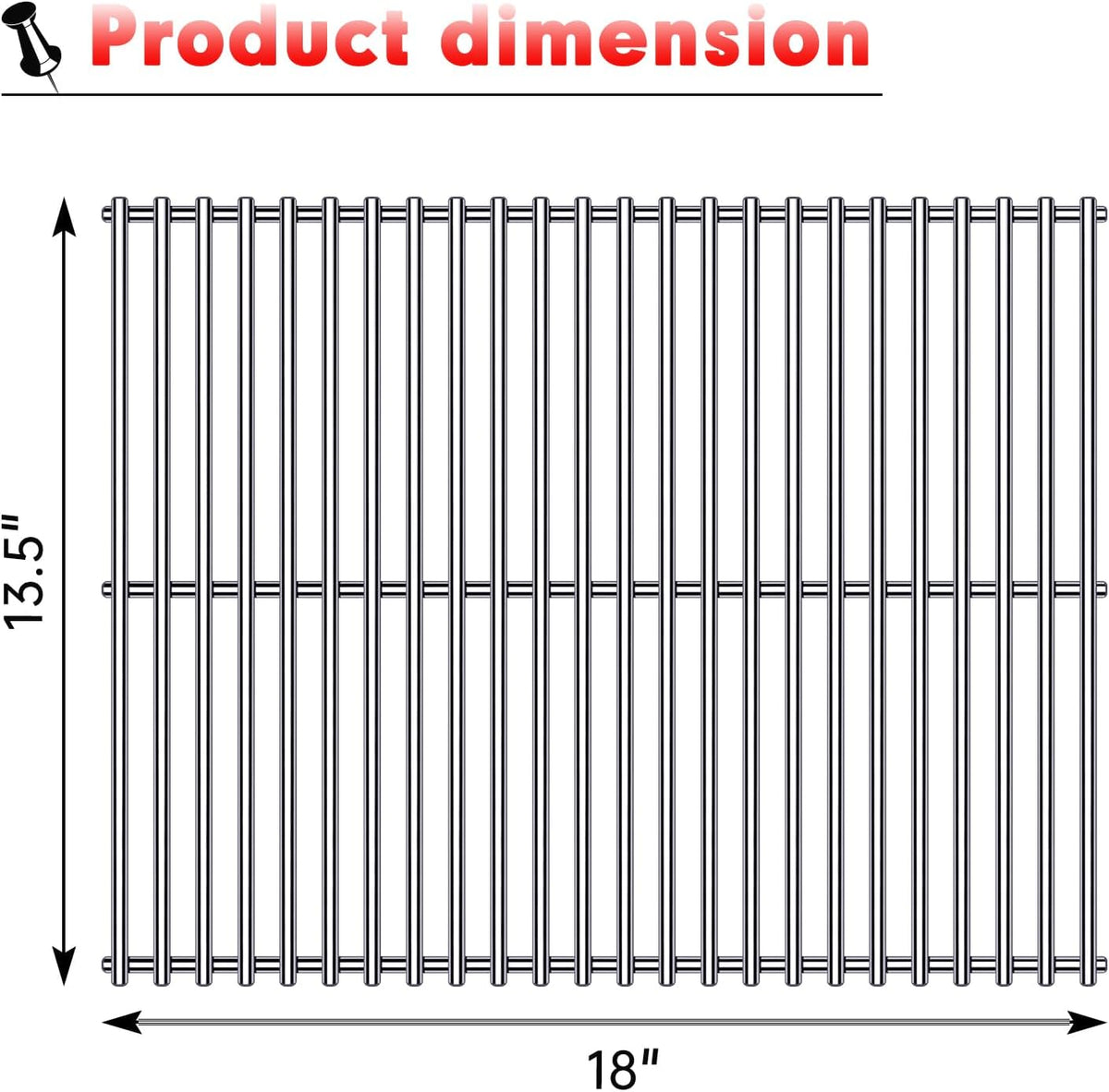 BBQ Grill Grates Replacement for Cuisinart Gas Grill CGG-200, CGG-220, CGG-240, Stainless Steel Cooking Grate Grids Gas Grill Parts Accessories 18 Inch for All Foods Portable Gas Grillls