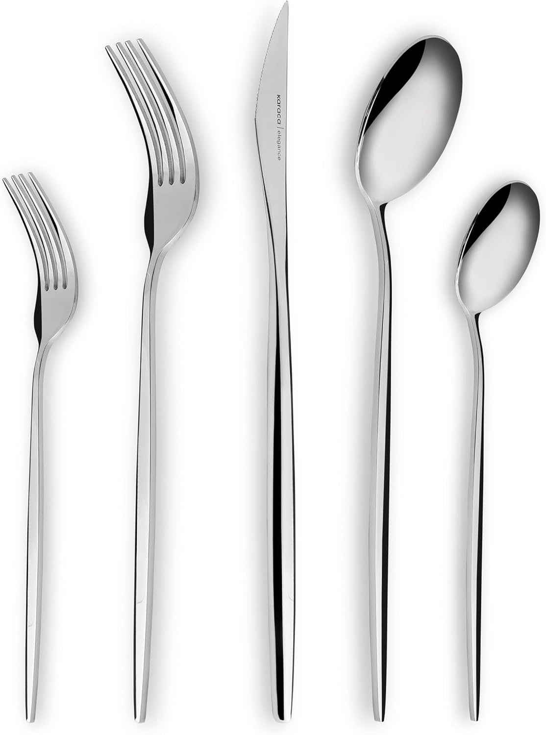 Karaca New Porto Elegance 60-Piece Cutlery Set for 12 People, Tablespoons, Table Forks, Premium Quality, Healthy and Hygienic, Modern Design, Stainless Steel Cutlery Set