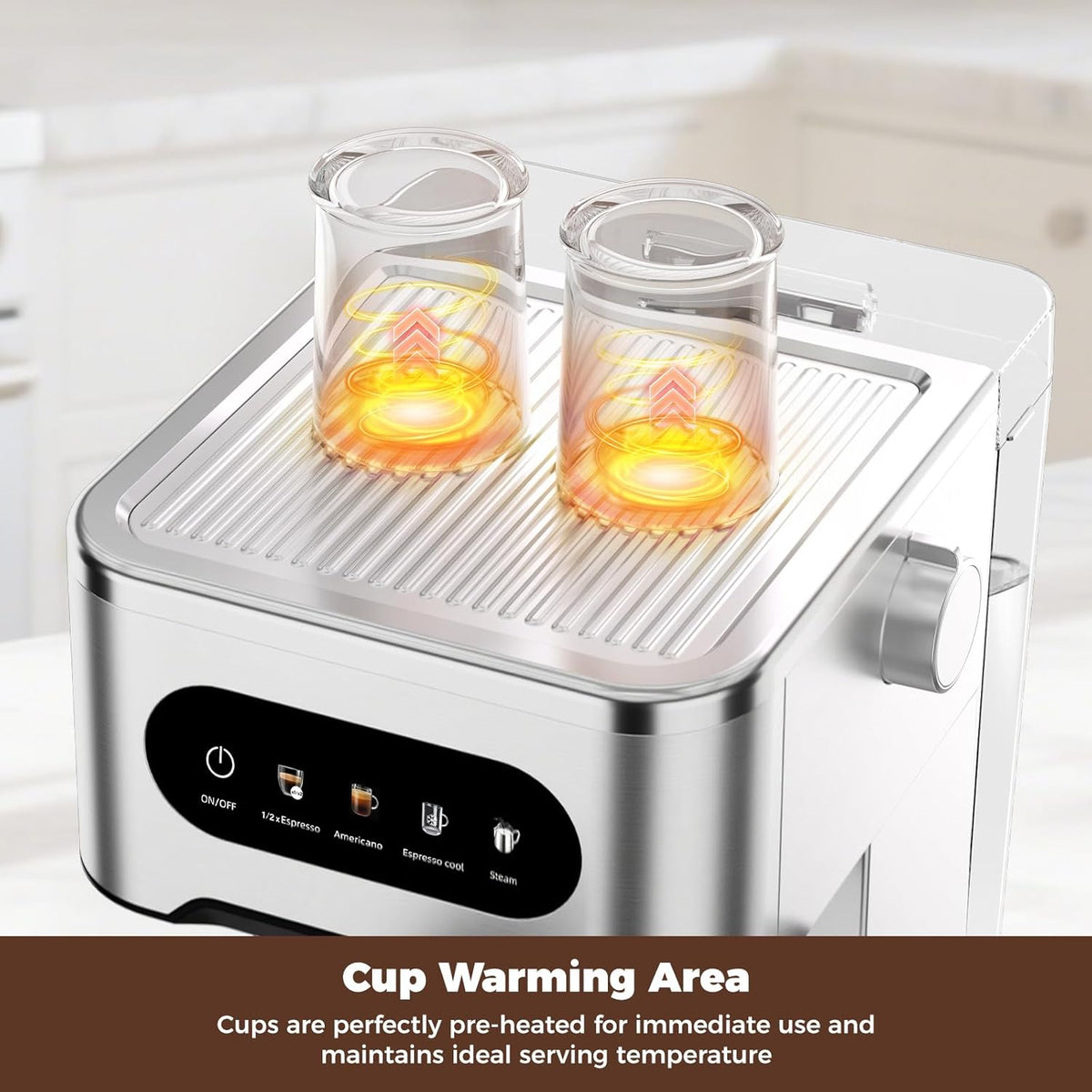 CHULUX Cold Brew Espresso Machine, 20 Bar Stainless Steel Touchscreen Cappuccino & Latte Machine with Steam Wand for Home