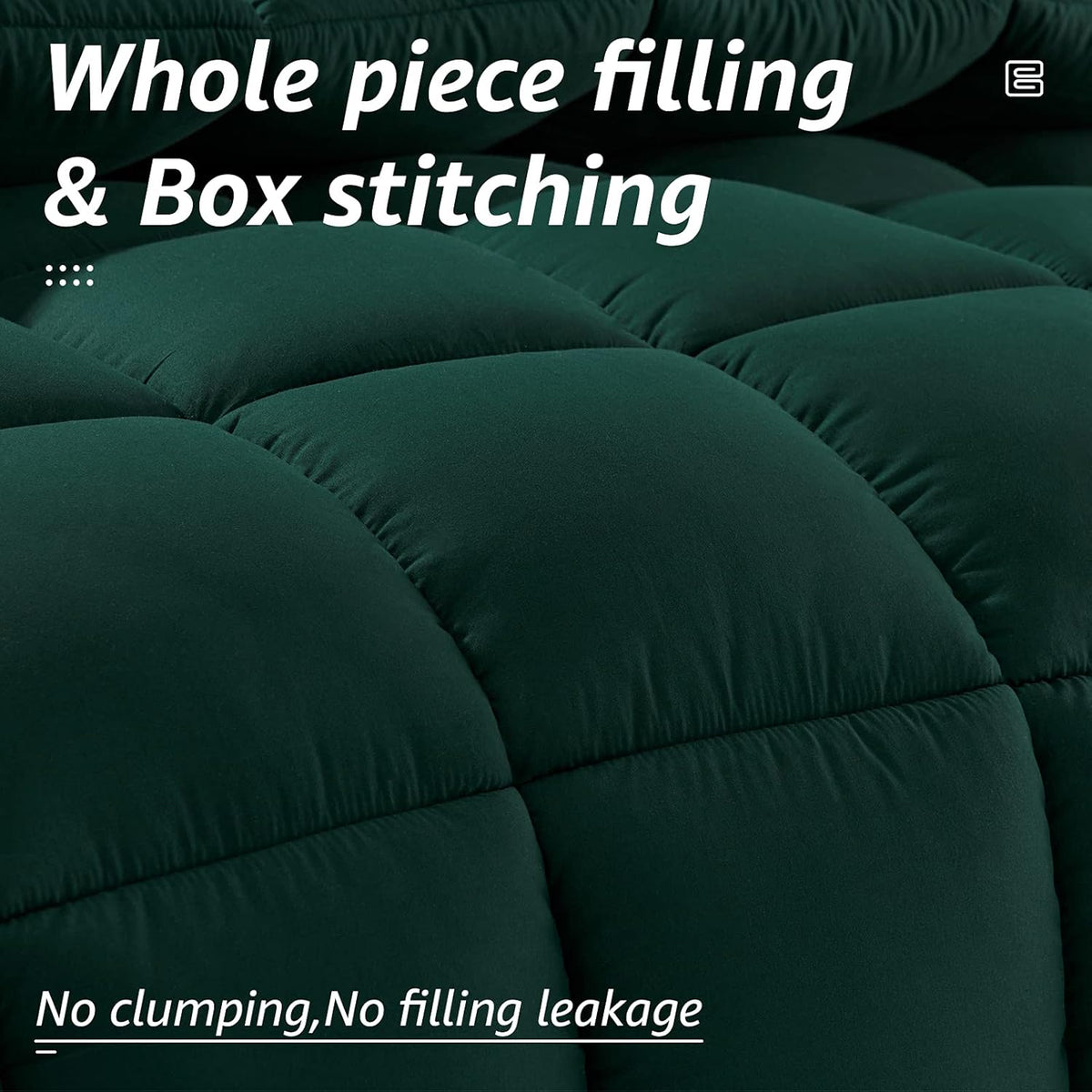 HYLEORY All Season King Size Bed Comforter - Cooling Down Alternative Quilted Duvet Insert with Corner Tabs - Winter Warm - Machine Washable - Emerald Green