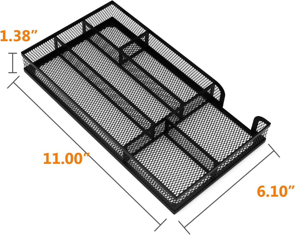 Desk Drawer Organizer, Small Metal Mesh Drawer Organizer Tray, Office Pencil Drawer Organizer Accessories for Desktop, Bathroom, Kitchen, Makeup, Vanity