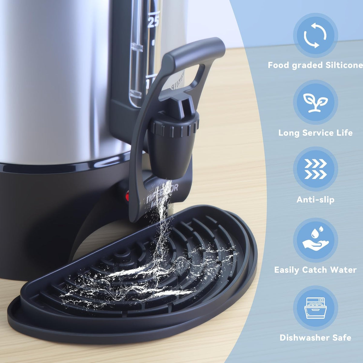 Coffee Drip Tray for Hamilton Beach 45 Cup Coffee Beverage Dispenser, Silicone Drip Pan for Drink Dispenser