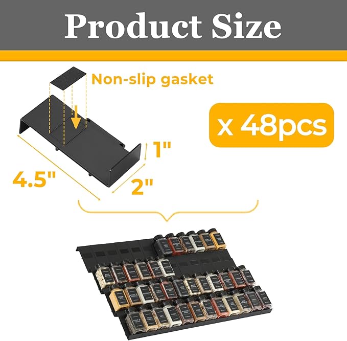 Famhap Spice Drawer Organizer, 48PCS Interlocking Expandable Seasoning Rack Tray Insert for Kitchen Drawers, Spice Rack Drawer for Spice Jars