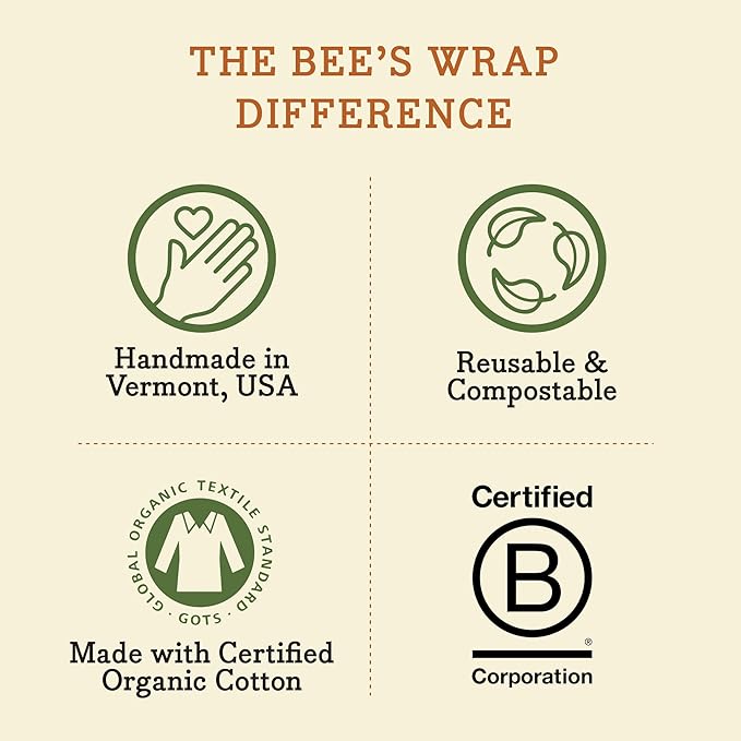 Bee's Wrap Beeswax Wraps for Food - Garden Party 3 Pack (S, M, L) Made in USA Reusable & Organic Food Wraps, Sandwich Wrap & Bowl Covers - Eco-Friendly Alternative to Aluminum Foil & Plastic Wrap