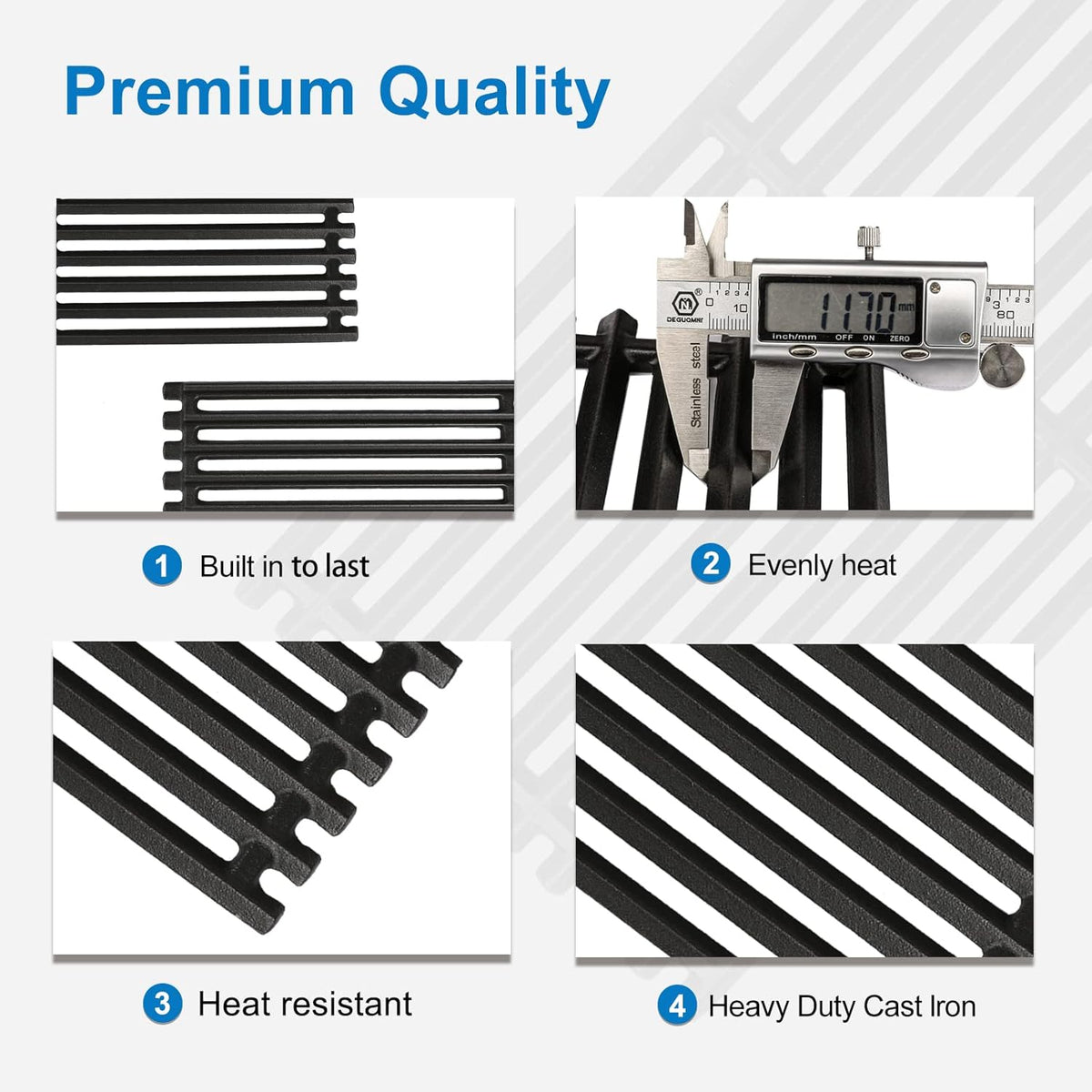 17" Cast Iron Grill Grates for Charbroil Commercial Infrared 463355220 463242516 463242515 466242615 463243016 463346017 466242616 463364824 3-Burner Parts for Charbroil Grill Grates G466-0025-W1A