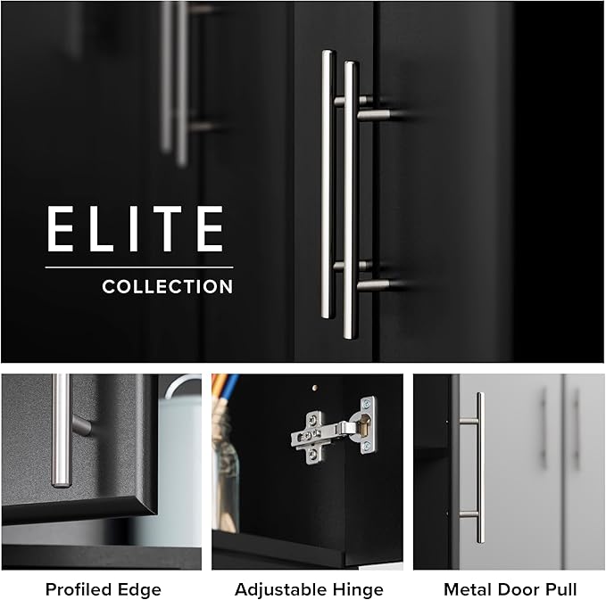 Prepac Elite 65 in. Engineered Wood Narrow Storage Cabinet in Black