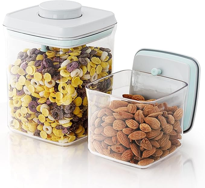 Pop Airtight Food Containers - Set of 2 Kitchen Storage Containers with Lids, Ideal for Cereal and Pantry Storage - Includes 1.5Qt and 0.5Qt Sizes