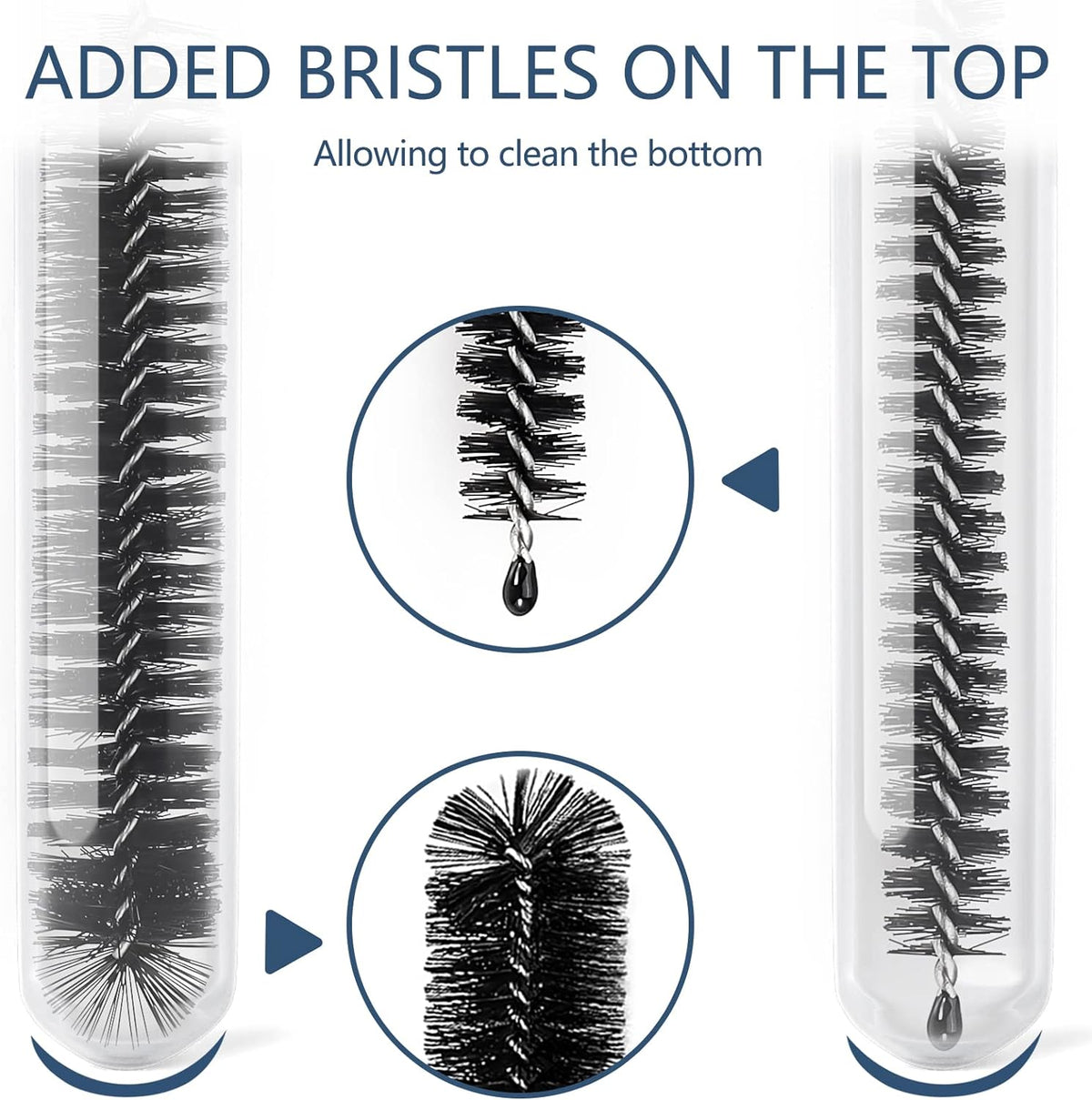 Straw Cleaner Brushes Sets, 12 Pieces 8.2 Inch Botthle Cleaning Brush and Nylon Tube Brush Brush Kit for Sippy Cup, Tumbler, Water Bottle, Drinking Straw (Black)