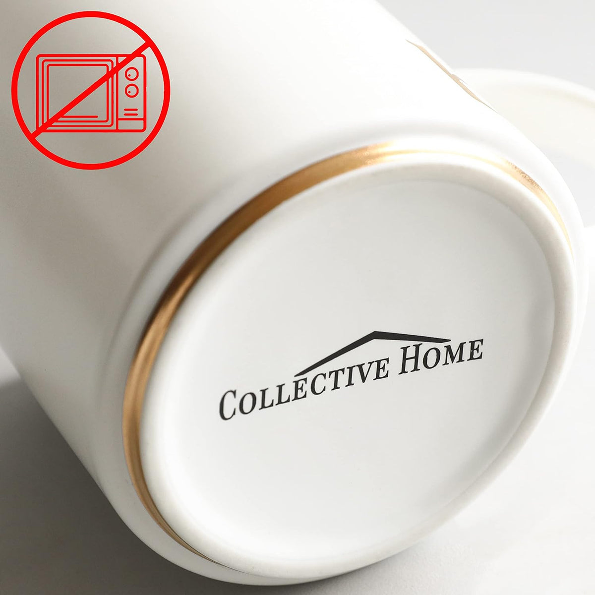 COLLECTIVE HOME - Monogram Ceramic Mugs, 15 oz Golden Initial Coffee Cups, Elegant Alphabet Tea Mugs, Elegant Personalized Mug with Gift Box, Unique Mug with Double Side Capital Letter (V)