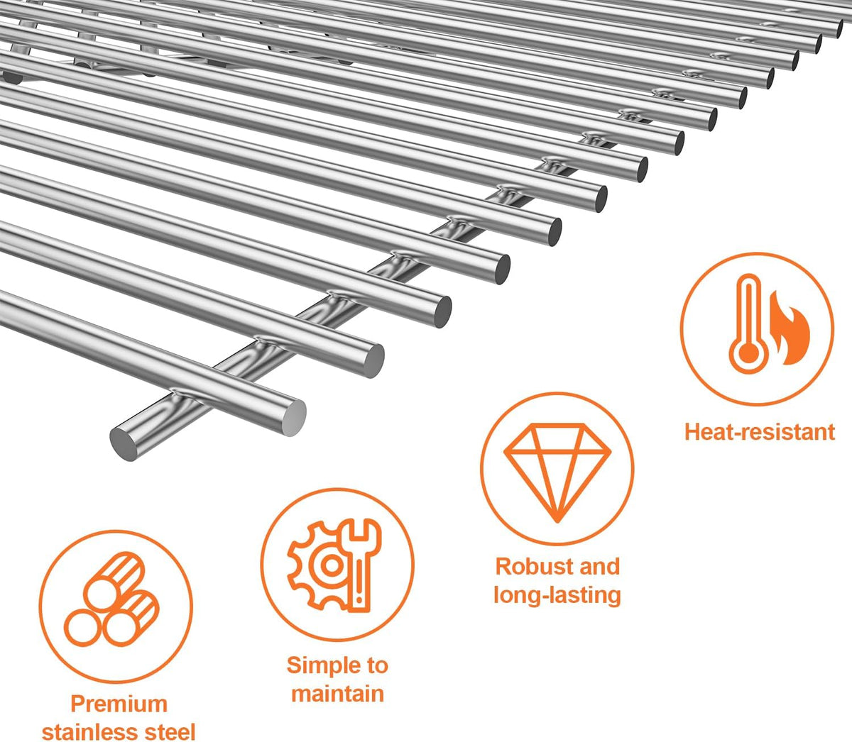 KEESHA 304 Food Grade Stainless Steel Grates Insert for Weber Crafted Genesis II 400 Series Grill Grates for Weber Genesis ll E-410/S-410, LX E-410/LX E-440, E435/S 435, SE-410, LX 440/LX S-440