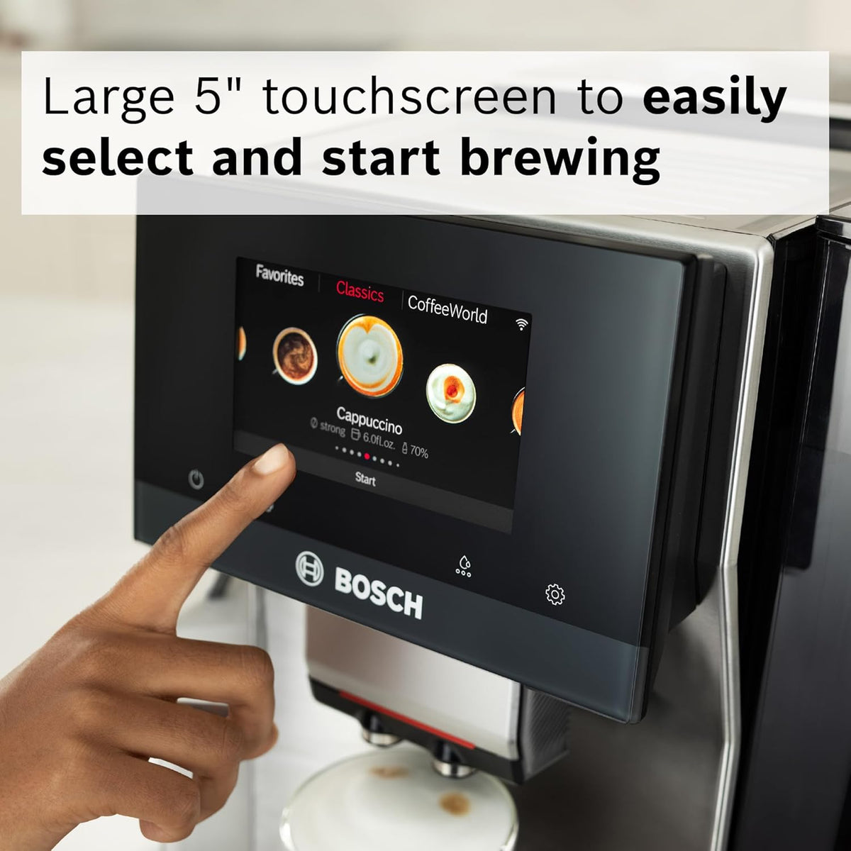 Bosch 800 Series Fully Automatic Espresso and Coffee Machine – 36 Drinks with Coffee World, Cold Brew, Double Cup, Integrated Milk Container, Smart Features, in Silver TQU60307