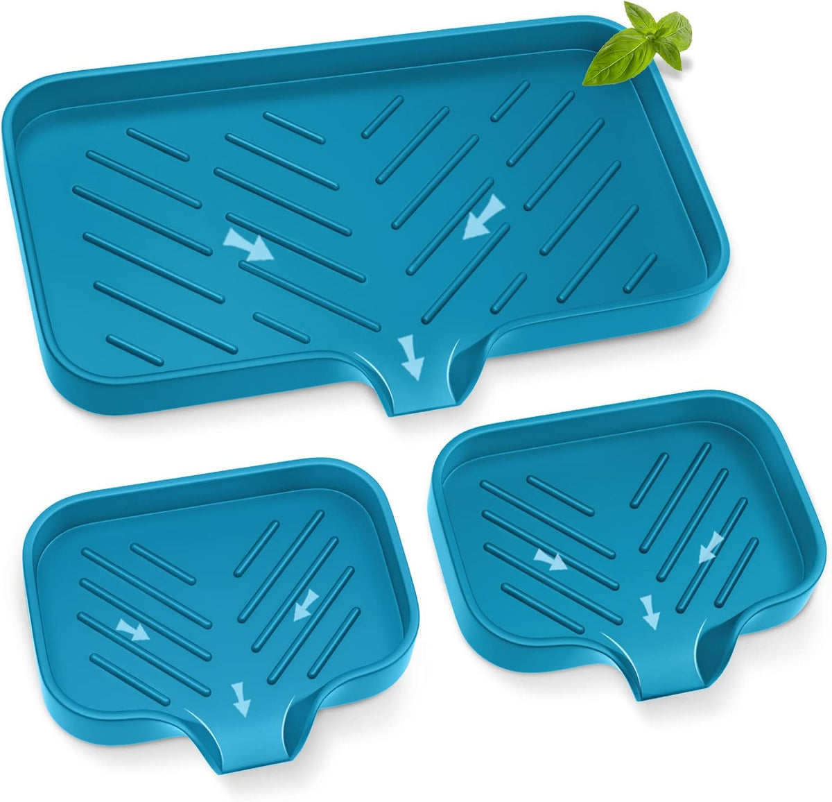 Premium Silicone Soap Holder for Bathroom & Kitchen Sink - Self Draining Tray with Caddy for Dish Soap Bottle & Soap Dispenser