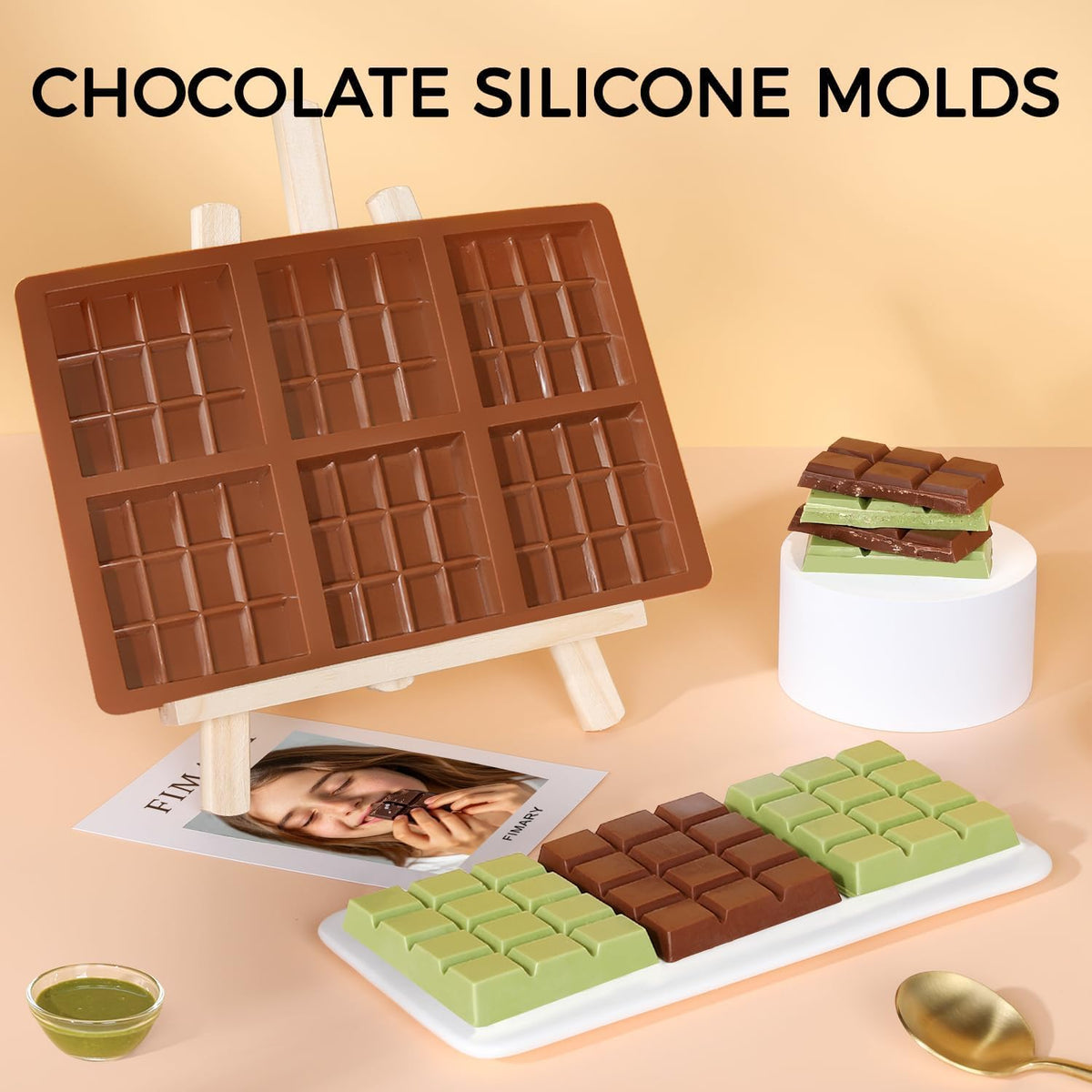 Chocolate Molds - Non-Stick Chocolate Bar Mold, Break Apart Chocolate Bar Maker Food Grade Deep Mold For Knafeh Pistachio Milk Home Diy - 1 Piece