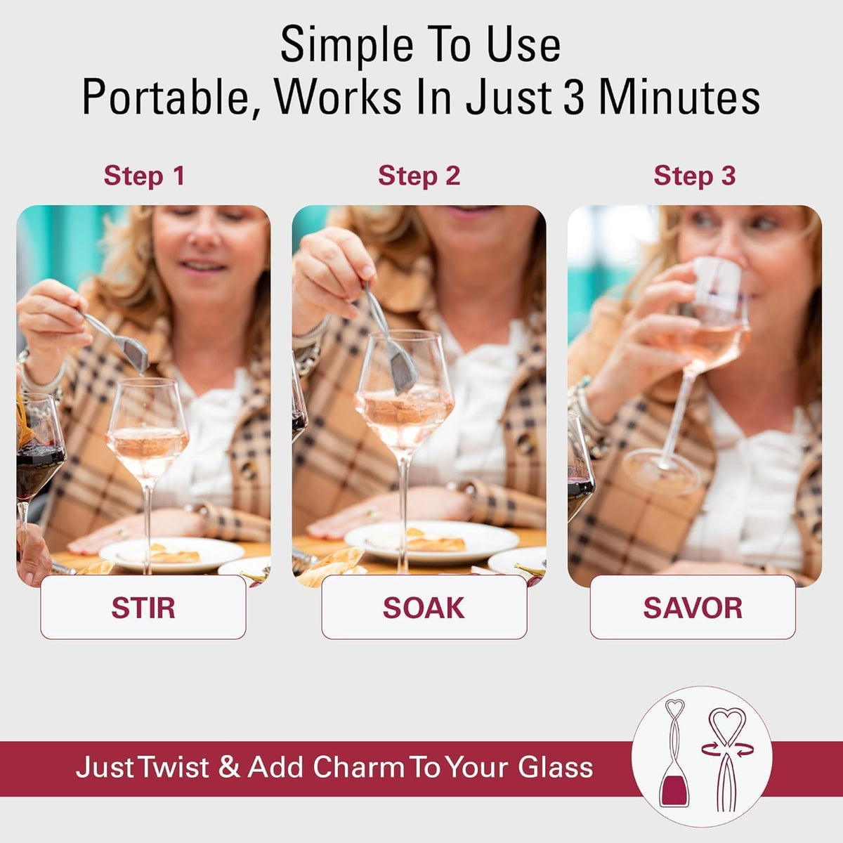 PureWine Wine Wands Purifier, 8 Wine Filters Remover Histamines Sulfite - May Reduce and Alleviate Wine Allergies & Sensitivities - Restores Taste, Perfect Wine Pour, Gifting, Holiday