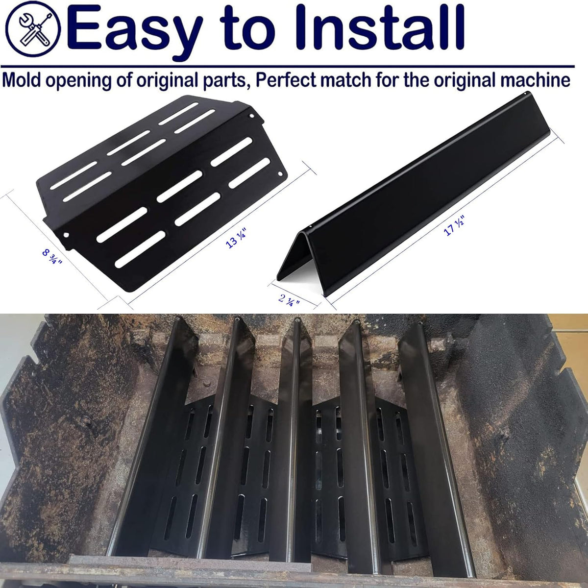 Heat Deflector Flavorizer Bars Porcelain Steel Gas Grill Replacement Parts for Weber Genesis 300 Series E310 E320 E330 S310 S320 S330 EP/CEP-310 EP/CEP-320 EP/CEP-330, 17.5 inch Heat Shield Plates