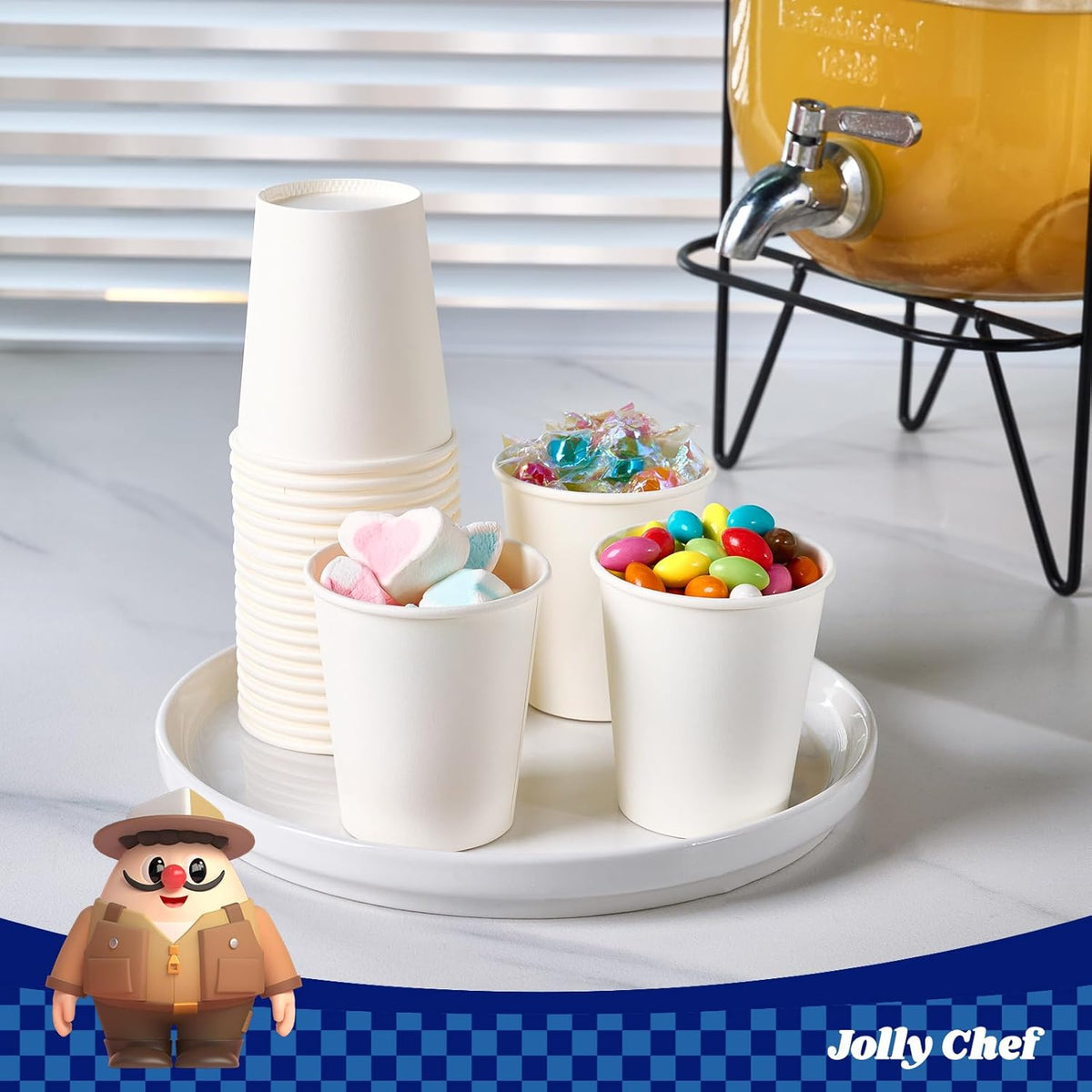 JOLLY CHEF 500 Count 5 oz Paper Cups, Disposable Bathroom Mouthwash White Drinking Cups for Home, Office, School, Store Use