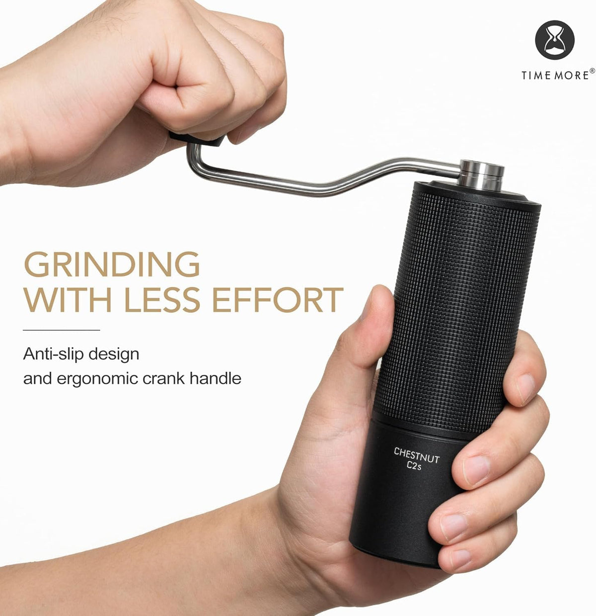 TIMEMORE Chestnut C2S Manual Coffee Grinder Capacity 25g with CNC Stainless Steel Conical Burr, Internal Adjustable Setting, Double Bearing Positioning, French Press Coffee for Hand Grinder