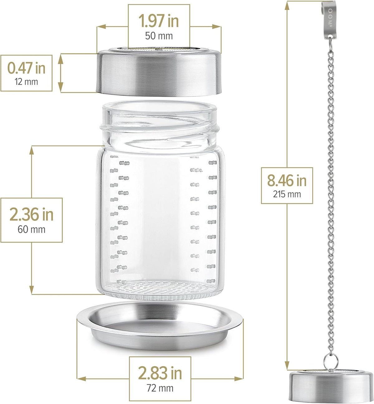 Teabloom Elegant Borosilicate Glass Loose Tea Infuser – Perfect for Whole-Leaf White, Green, Oolong, Black & Herbal Teas – Lead-Free – Small or Large Size