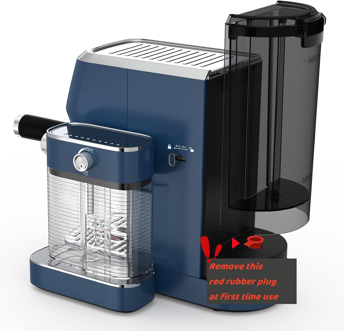 Cappuccino Machine 20 Bar, Professional Espresso Machines for Home and Office with Automatic Milk Frothering System, Barista Compact Latte Maker for Coffee Lovers, Stainless Steel-Blue