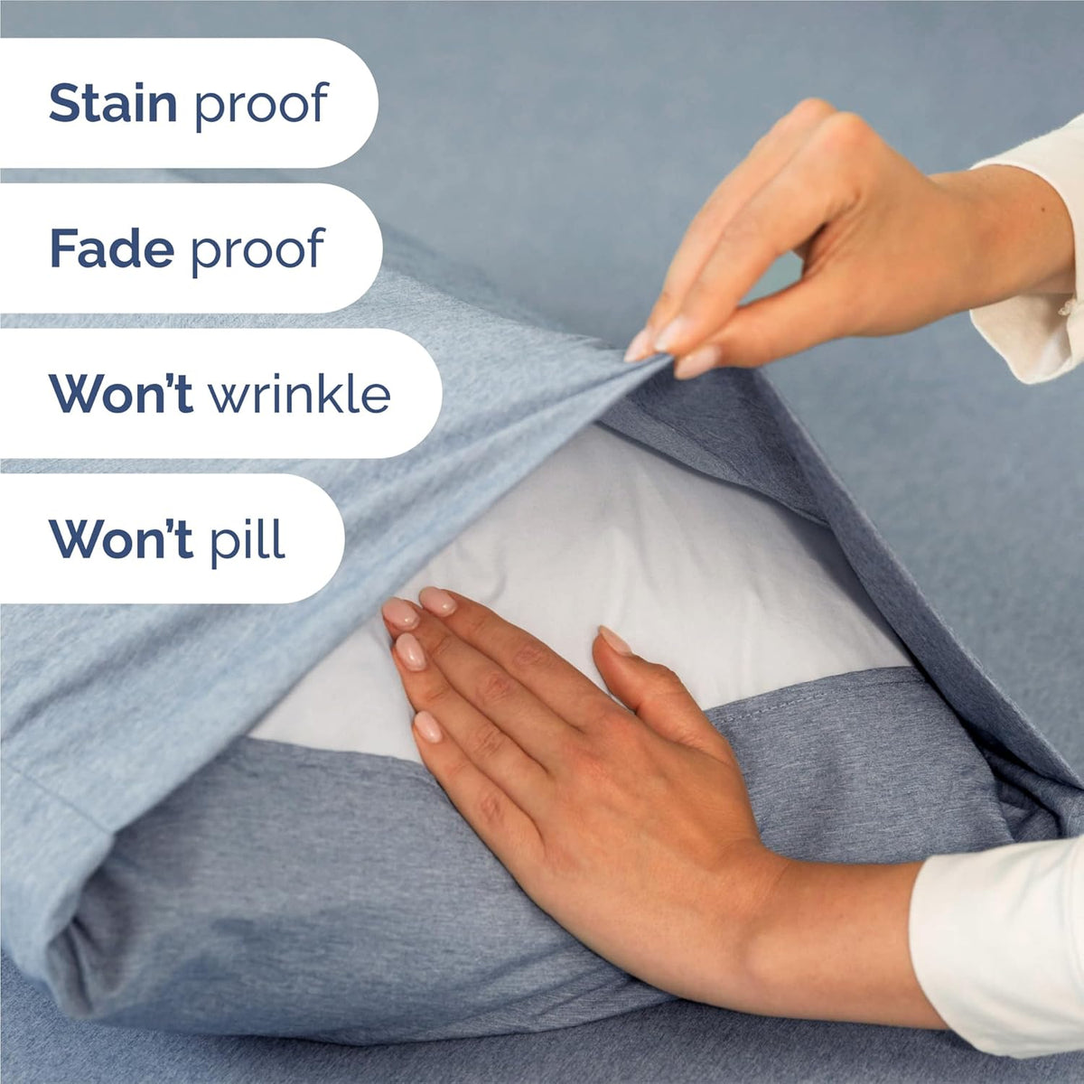 King Size 4 Piece Sheet Set - Comfy Breathable & Cooling Bed Sheets Set - Hotel Luxury Bedding for Women, Men, Kids, Teens, Boys & Girls - Deep Pockets, Soft & Wrinkle Free - Blue (Heathered Sheets)